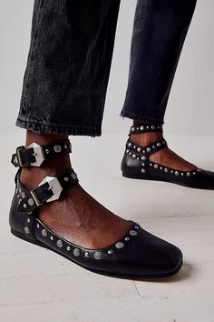 Mystic Mary Jane Double-Strap Flats | Free People Strap Flats, Studded Flats, Rounded Square, Chic Shoes, Free People Shoes, Buckle Shoes, Mary Jane Flats, Day Outfit, Strap Design