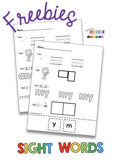 the sight words worksheet is shown in two different colors and font, with an image