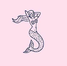 a drawing of a mermaid on a pink background