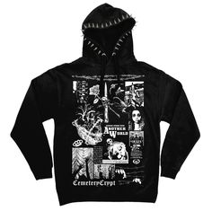 Product Details - Each Hoodie takes around 1-2 Weeks to make. - Front & Back Print - Spiked Hood - No front pocket to allow maximum print area. - Standard Hoodie Size - 80% Cotton / 20% Polyester   Size Info   Size Measured in Chest (to fit) (Inches)   XS - 32 S - 36 M - 40 L - 44 XL - 48 2XL - 52 3XL - 56   Washing Instructions - Wash on a delicate machine cycle at 30 oC / 86F. - Do not iron the print - Do not bleach - Do not dryclean Winter Band Merch Outerwear With Graphic Print, Band Merch Winter Hoodie Outerwear, Alternative Graphic Print Hoodie For Fall, Alternative Hooded Outerwear With Graphic Print, Fall Urban Adventure Hoodie With Drawstring Hood, Band Merch Hoodie For Winter, Fall Band Merch Hoodie With Drawstring Hood, Winter Band Merch Hoodie, Fall Hoodie For Urban Adventures With Double-lined Hood