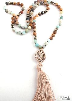 Shop Chic Boho Necklace, RH Amazonite Jasper, Tassel Brown Natural Stone Material: Natural Stone, Alloy Size: 88 cm Making Technics: Full Handmade Product condition: 100% New and Exquisite Quality Want to see more boho styles? >> View All Boho Jewelry and shop with Boho Dresses on Sale! Hippie Chic Jewelry, Boho Jewellery Necklaces, Long Stone Necklace, Mala Jewelry, Long Necklace Boho, Trending Necklaces, Boho Chic Jewelry, Beads Bracelet Design, Boho Style Jewelry