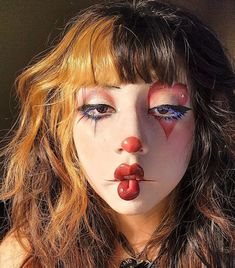 Cute Clown Makeup, Funky Makeup, Pierrot Clown, Halloween Makeup Inspiration, Swag Makeup, Cool Makeup Looks, Dope Makeup