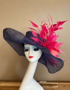 "Wide brim sinamay with feather flower, elegant, light and comfortable to wear. Perfect for weddings, Royal Ascot horse races, cocktails, tea party, derby, or any hat wearing occasion. Warm tips:  ❤️If you are looking for a customized piece, please send me a message and let's create something unique just for you!  ❤️Group discount on 3 or more pieces, please contact me for further information on group discount. ❤️Due to the nature of my items, I do not accept returns, but contact me if there's p Summer Ostrich Feather Mini Hats For Races, Summer Mini Hats With Ostrich Feathers For Races, Summer Races Mini Hat With Ostrich Feathers, Summer Race Day Mini Hats With Ostrich Feathers, Kentucky Derby Costume Hats With Feather Trim, Wide Brim Feather Trim Fascinator For Kentucky Derby, Kentucky Derby Wide Brim Fascinator With Feather Trim, Royal Ascot Wide Brim Fascinator With Feather Trim, Ostrich Feather Hats For Royal Ascot Wedding