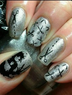 Emo Nail Art, Edward Scissor, Scissor Hands, Best Nail Art Designs, Edward Scissorhands, Cool Nails, I Love Nails, Beautiful Nail Designs, Minimalist Nails