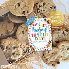 chocolate chip hooray it's conversation day card next to cookies