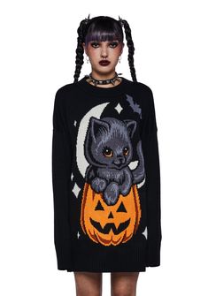 Halloween Casual Outfits, Halloween Sweaters, Cute Halloween Outfits, Halloween Mode, Pumpkin Sweater, Pumpkin Graphic, Emo Style, Fun Office, Halloween Clothes