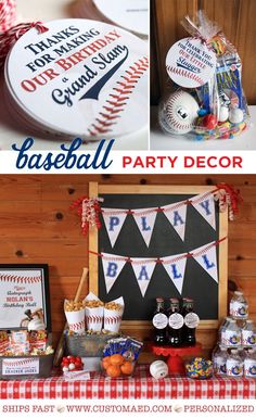 baseball themed party decor and food