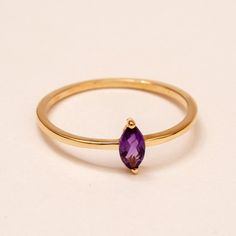 14K 18K Solid Gold Simple Marquise Ring Dainty Natural | Etsy Marquise Birthstone Ring In 14k Gold, 14k Gold Marquise Birthstone Ring, Fine Jewelry Yellow Gold Marquise Amethyst Ring, Marquise Yellow Gold Amethyst Ring Fine Jewelry, Marquise Gemstone Stackable Promise Rings, Marquise Gemstone Stackable Rings For Anniversary, Marquise 14k Gold Stackable Rings, Marquise Birthstone Ring In Fine Jewelry Style, Fine Jewelry Marquise Birthstone Ring