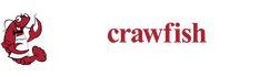 the crawfish logo is shown in red and white, with an image of a lobster