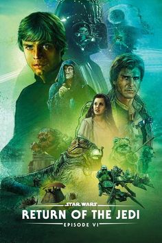 the poster for star wars return of the jedi, featuring characters from various films and movies