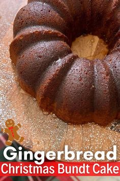 a bundt cake sitting on top of a wooden cutting board