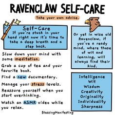 a comic strip about how to use ravenclaw self - care