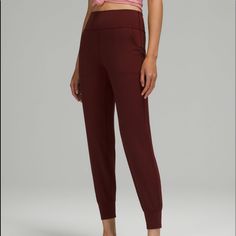 Red Merlot Color, Basically Brand New Worn A Few Times Size 4 Lululemon Studio Pants Outfit, Studio Pants Outfit, Joggers Lululemon, Lululemon Align Joggers, Merlot Color, Studio Pants, Lululemon Align Leggings, Outfit Red, Low Impact Workout