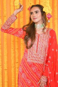 Shop for Bharat Adiani Orange Georgette Sequins Embroidered Kurta Sharara Set for Women Online at Aza Fashions Bandhani Pattern, Georgette Kurta, Kurta Sharara Set, Kurta Sharara, Sharara Set, Set For Women, Aza Fashion, Sleeve Type, Color Orange