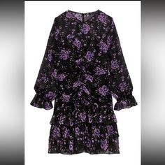 Nwt; Cute Floral Design Perfect For The Spring Fits On The Smaller Side Especially If You Have A Larger Chest, Can Fit A M Retails For $69.90 Zara Purple Long Sleeve Dress, Zara Purple Floral Print Dress, Spring Fits, Printed Dress, Zara Black, Zara Dresses, Fashion Styles, Colorful Dresses, Floral Design