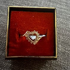 Fair And Reasonable Offers Only Please 14 Karat Yellow Gold Diamond Heart Ring Size 6 1/4 Originally $345 No Box Included Formal Fine Jewelry Heart Shaped, Formal Heart-shaped Fine Jewelry, Heirloom White Gold Jewelry For Valentine's Day, Heirloom Heart Cut Jewelry For Valentine's Day, Diamond Heart Ring Hallmarked, Formal Rings With Diamond Accents For Valentine's Day, Formal Heart Ring With Diamond Accents, Formal Heart Rings With Diamond Accents, Formal Heart Shaped Rings With Diamond Accents