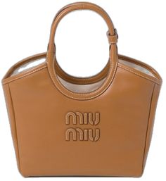 Brown Miu Miu Double Handle Shoulder Bag, Miu Miu Brown Bag, Designer Miu Miu Brown Bag, Brown Leather Miu Miu Shoulder Bag, Miu Miu Brown Bag With Gold-tone Hardware, Chanel 2, Versace Outfit, Flat Boots, Summer Beach Wear