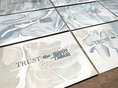 six business cards with the words trust the process printed on them