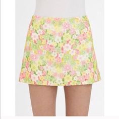 Short & Sweet A Cool Cheerful Eyelet Floral Skirt To Brighten Your Wardrobe And Your Day. Smooth Flat Iron, Shaped With Darts, Back Zip Closure, Fully Lined. Laid Flat Across @ Waist: 14.50, Length: 14”. Nwot Retro Floral Print Mini Skirt For Spring, Retro Mini Skirt Skort For Spring, Retro Mini Skort For Spring, Retro Skort For Spring, Cute Spring Skort, Retro Mini Skirt For Spring, Retro Spring Skort For Day Out, Cute Fitted Skort For Spring, Fitted Multicolor Skort For Spring