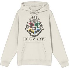 Conjure up some comfort with this Harry Potter sweatshirt. The hoodie features a simple design of the Hogwarts crest with the four house colors and mascots. White letters on a black banner below the crest spell out the magical school’s motto. The sweatshirt comes in a natural color and is equipped with an adjustable hood and a large pouch pocket. Fans of the Harry Potter books and movies will love this cozy hoodie. Harry Potter Hoodie, Slytherin Ravenclaw, Gryffindor Slytherin, Harry Potter Sweatshirt, Black Banner, Hogwarts Crest, Hoodie Xxl, Large Pouch, Sweatshirt Fabric