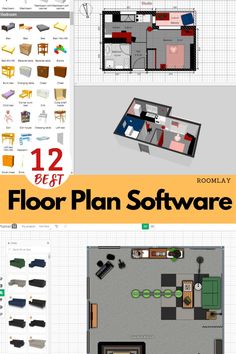 the floor plan software is shown in three different views, including an open kitchen and living room