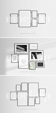 Gallery Wall Mockups ∣ Black Frame Mockups ∣ Art Mockups ∣ PSD Gallery Wall Frame Mockups Wall Sticker Ideas, Photo Wall Layout, Picture Frame Arrangements, Gallery Wall Template, Gallery Wall Mockup, Picture Arrangements, Picture Gallery Wall, Frame Layout, Gallery Wall Layout