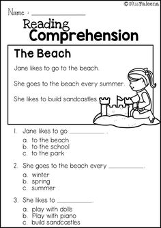 reading worksheet for the beach with words and pictures to help students learn how to read