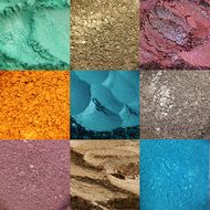 several different colored pigments are shown together