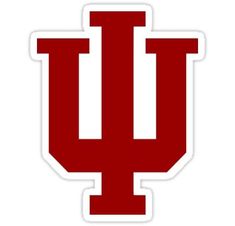 the university of indiana logo is shown in red and white on a white sticker