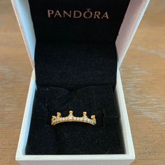 Pandora Princess Crown Ring. Brand New With Tags! Pandora Crown Ring, Gold Pandora Rings, Pandora Rings Gold, 16 Rings, Princess Crown Ring, Pandora Rings Princess, Pandora Green, Pandora Princess, Pandora Bracelet Charms Ideas