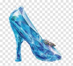 a high heeled shoe with blue and white designs on the heels, transparent background