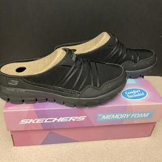 New! Womens Skechers Synergy- Air Streamer Slip-On Walking Shoes. Size 7.5m. Nice Shoes!!! Black Casual Walking Shoes With Gel Cushioning, Casual Black Walking Shoes With Gel Cushioning, Shoes Size 7, Skechers Shoes, Walking Shoes, Nice Shoes, Flat Shoes Women, Loafer Flats, Loafers