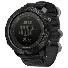 This digital sports watch integrates many functions: altimeter, barometer, thermometer, weather forecast, compass, stopwatch, countdown timer, pedometer, world time, alarm clock, 50m waterproof, and more. It is a great gift for those who sports. Features: Altimeter function with 12 hours altitude trend chart. Barometer function with 24 hours air pressure trend chart. Pedometer function with and sports time. Digital compass, temperature, weather forecast, world time. Stopwatch, countdown timer, a Watches Design, Army Watches, Altimeter, Every Day Carry, Style Sportif, Countdown Timer, Barometer, Military Watches, Military Army