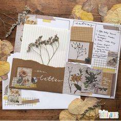 an assortment of papers with flowers and leaves on them