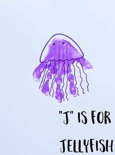 a purple jellyfish with the words t is for jellyfish