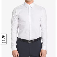 Update Your Professional Look With This Non-Iron Solid Dress Shirt From Calvin Klein, Featuring A Modern Slim Fit Crafted From Crisp Moisture-Wicking Fabric And An Allover Herringbone Design. Slim Fit: Modern Fit With A Tapered Body And Slimmer Sleeves For A Sleek Look That Flatters Most Body Shapes Point Collar: Classic Collar Thought To Lengthen The Face & Allows For Tie Knot Variety; Can Be Worn With Or Without Neckwear Regular Cuff: A Traditional Barrel Cuff Fastened By A Single Button Closu Classic Calvin Klein Tops For Business Casual, Calvin Klein Classic Tops For Business Casual, Classic Calvin Klein Tops With Spread Collar, Calvin Klein Cotton Shirt With Spread Collar, Calvin Klein Cotton Shirt For Business Casual, Calvin Klein Collared Shirt For Work, Classic Calvin Klein Shirt For Spring, Classic Calvin Klein Spring Shirt, Classic Calvin Klein Button-up Shirt