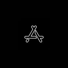 a black and white logo with the letter a in it's center, on a dark background