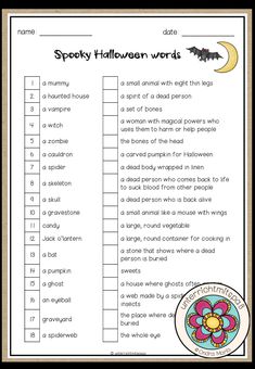 a printable halloween word search for kids to practice spelling and writing with the words'spooky halloween words '