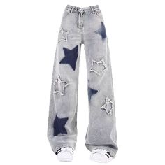 Cute Pants, Jeans Y2k, Star Jeans, Baggy Pants, Embroidered Jeans, Really Cute Outfits, Blue Star, Dream Clothes, Aesthetic Outfits