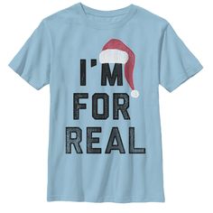 Santa believes in you, so you should believe in him with the Lost Gods Christmas Santa Claus I'm For Real Boy's T-Shirt. This funny Christmas tee shows off the distressed text "I'm For Real" wearing a Santa Hat. Christmas Shirts For Kids, Christmas Santa Claus, Boys Christmas, Boy Tees, Tee Outfit, Slim Fit Shorts, Christmas Tees, Christmas Santa, Funny Christmas