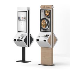 two vending machines with food on them