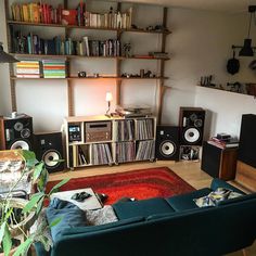 a living room filled with furniture and lots of books