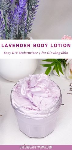 Homemade Shea Butter Lotion with Lavender Easy Body Butter Recipes, Easy Diy Lotion, Shea Butter Lotion Recipe, Diy Shea Butter, Lavender Body Lotion, Diy Moisturizer