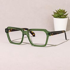 Statement Glasses Frames, Green Glasses Frames, Stud Aesthetic, Unique Glasses Frames, Green Eyeglasses, Green Glasses, Funky Glasses, Tortoise Glasses, Character Analysis