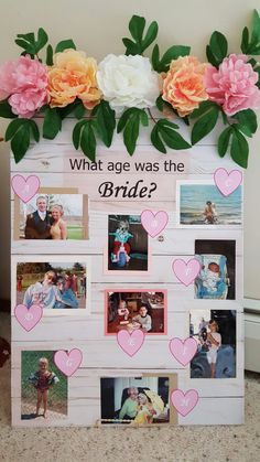 a photo frame with flowers and hearts on it that says what age was the bride?