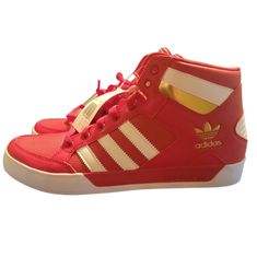 Brand New Adidas Sneakers Red High-top Sneakers With Round Toe For Spring, Red High-top Sneakers For Spring, Adidas High-top Sneakers For Spring, Spring High-top Sneakers With Red Sole, Red Lace-up High-top Sneakers For Spring, University Red Low-top Sneakers For Spring, Red Sneakers For Sports In Spring, Spring Red Lace-up High-top Sneakers, Red Sneakers For Spring Streetwear