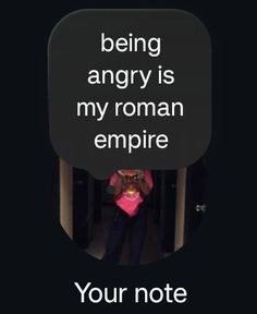 a poster with the words being angry is my roman empire