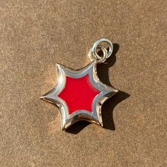 14K solid gold | colored enamel | chain is not included Red Sterling Silver Star-shaped Jewelry, Red Star-shaped Sterling Silver Jewelry, Red Star Shaped Sterling Silver Jewelry, Silver Jewelry With Glossy Finish For Gift, Gold Enamel Star Jewelry, Star Of David, Yellow White, Red Roses, Solid Gold