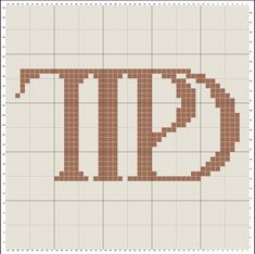 a cross stitch pattern with the letter dp in brown and white, on a beige background