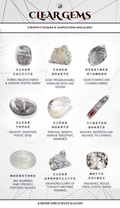 White Crystals Stones, Healing Stones And Crystals Meanings, Crystals Chart, Moonstone Crown, Chakras Crystals, Crystals Meaning, Grey Crystals, Crystals Energy, Crystals Bracelets